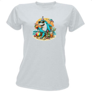Camiseta Baby Look Tubarao de ferias