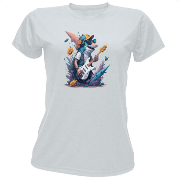 Camiseta Baby Look Tubarao guitarrista