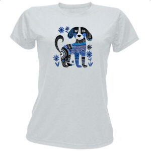 Camiseta Baby Look Cachorro arte escandinava