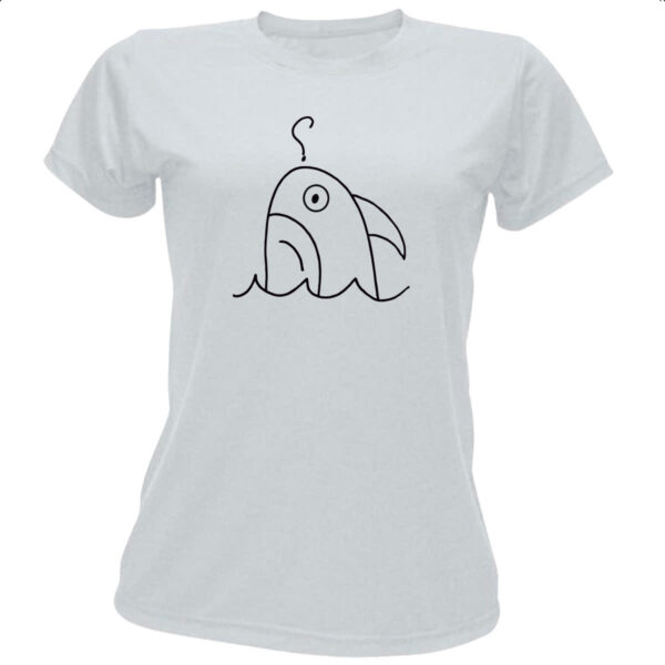 Camiseta Baby Look Tubarao indeciso desenho infantil