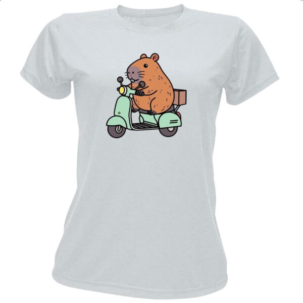 Camiseta Baby Look Capivara na lambreta