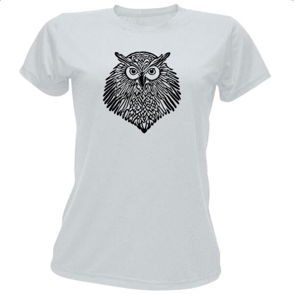 Camiseta Baby Look Coruja tribal