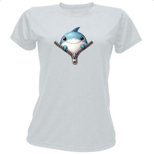 Camiseta Baby Look Tubarao no ziper