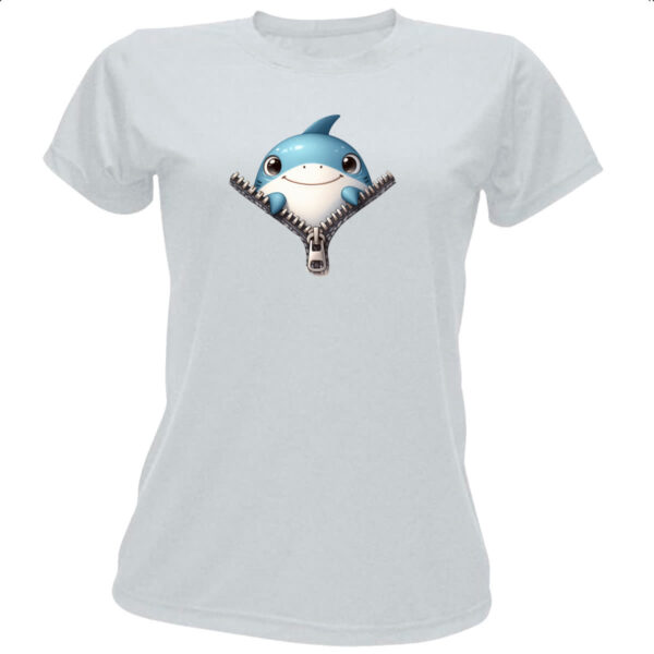 Camiseta Baby Look Tubarao no ziper