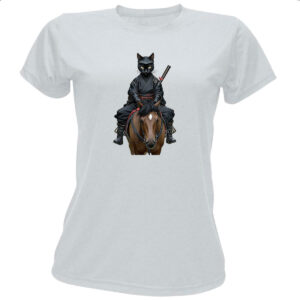 Camiseta Baby Look Gato preto samurai