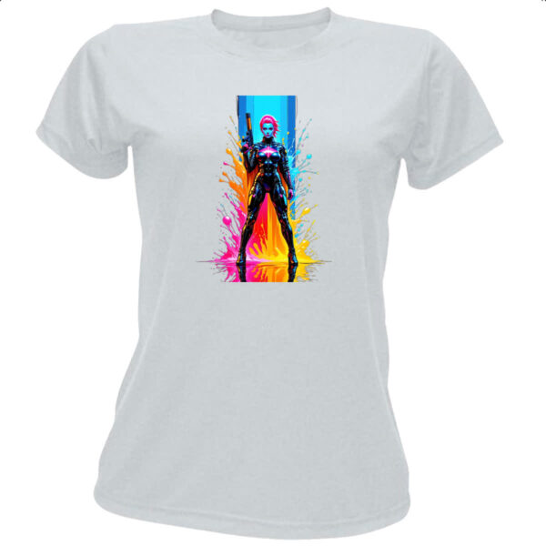 Camiseta Baby Look Guerreira espacial splash art
