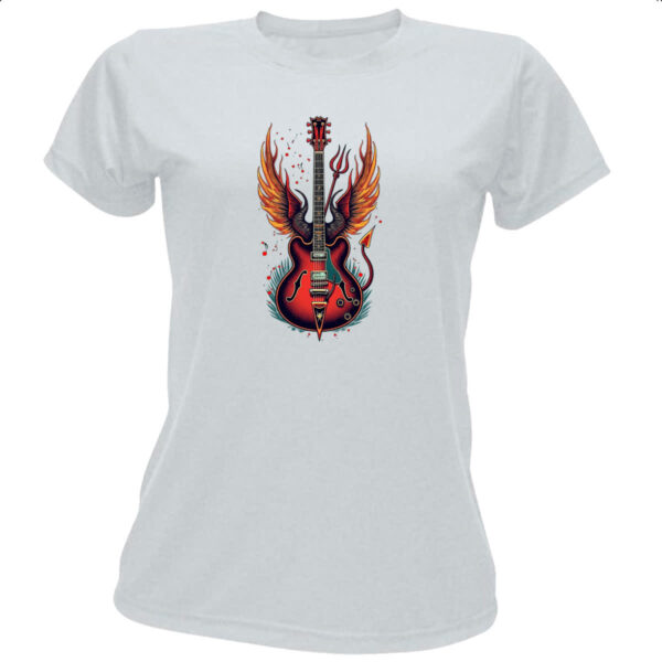 Camiseta Baby Look Guitarra demoniaca