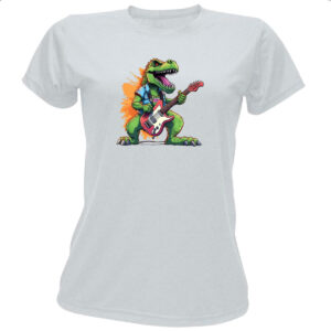 Camiseta Baby Look T-Rex Guitarrista