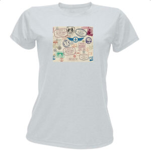 Camiseta Baby Look Viagem passaport stamp