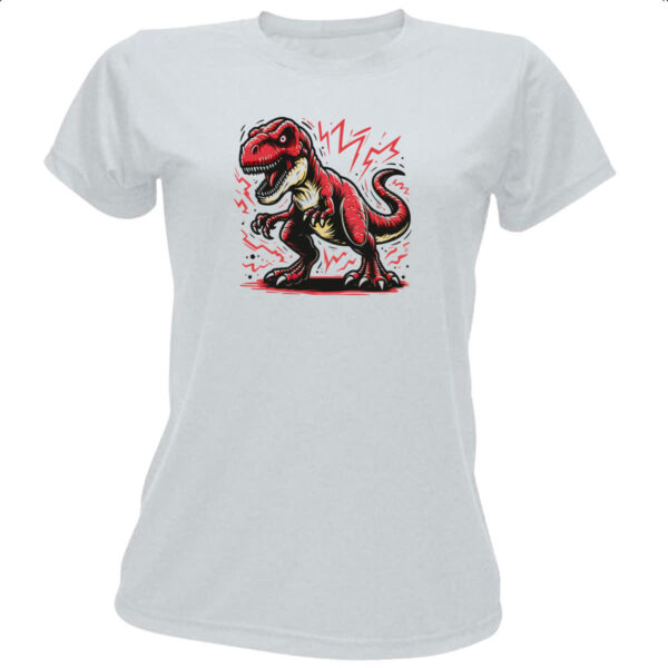 Camiseta Baby Look T-Rex eletrico