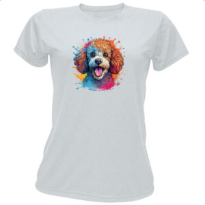 Camiseta Baby Look Poodle watercolor art