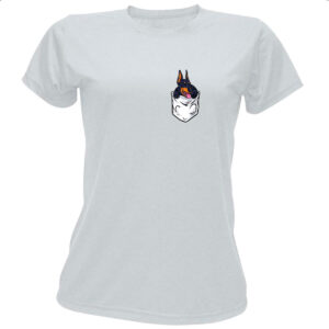 Camiseta Baby Look Cachorro doberman no bolso