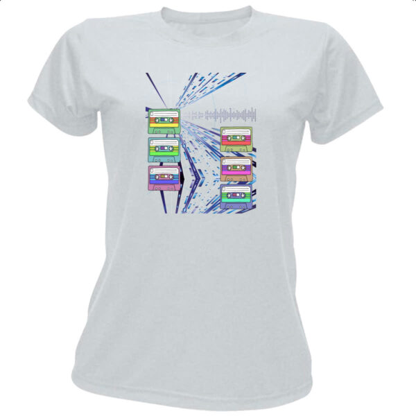 Camiseta Baby Look Fitas K7 anos 80 difusion art