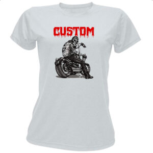 Camiseta Baby Look Moto Skull Custom