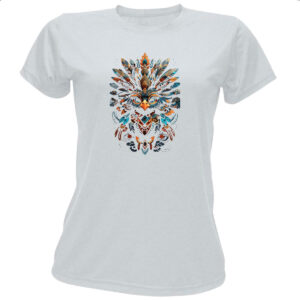Camiseta Baby Look Coruja Elementos Indigenas