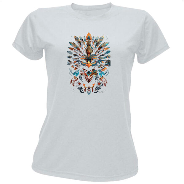 Camiseta Baby Look Coruja Elementos Indigenas
