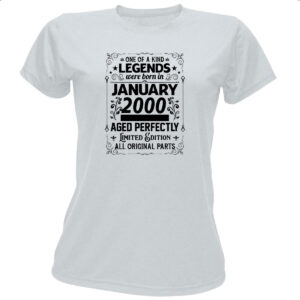 Camiseta Baby Look Legends Were Born JAN-2000