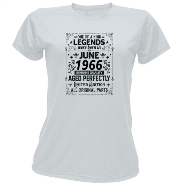Camiseta Baby Look Legends Were Born JUN-1966
