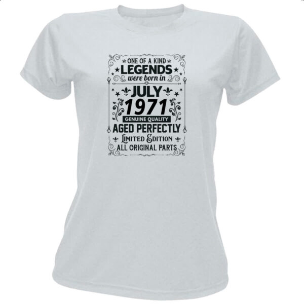Camiseta Baby Look Legends Were Born JUL-1971