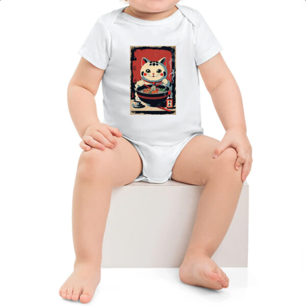 Body infantil Gato Maneki-neko vintage lamen - Imagem 2
