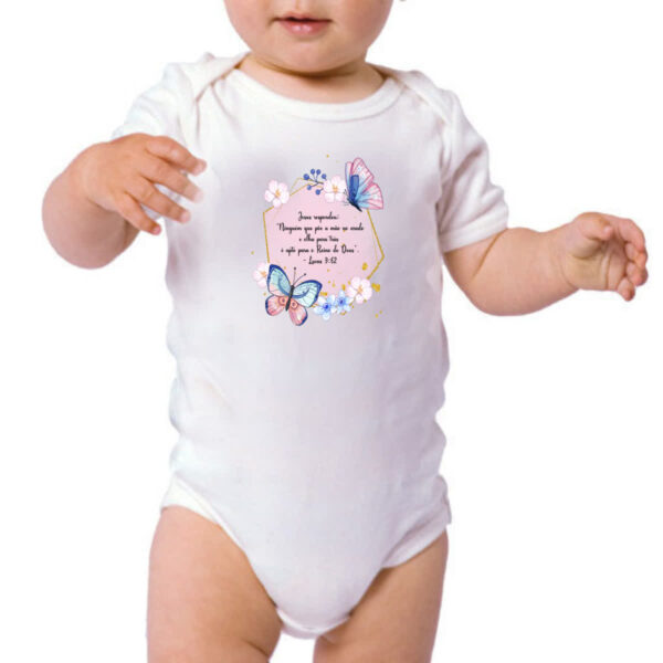 Body infantil Versiculo Moldurado Ninguem poe a mao no arado - Imagem 3