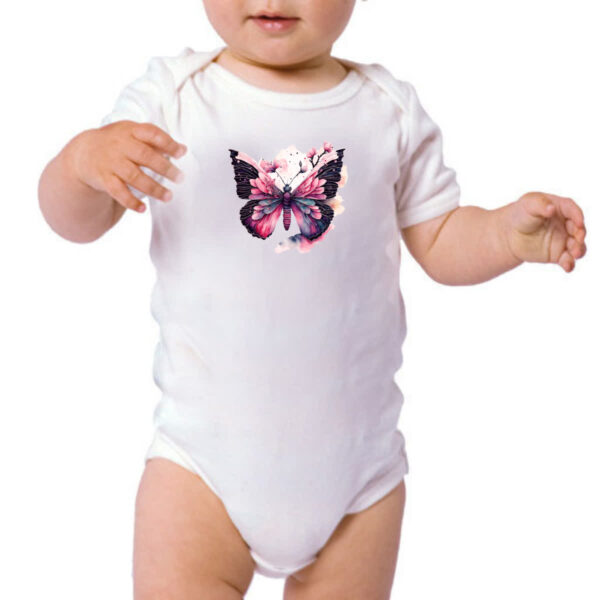 Body infantil Borboleta com flores rosas - Imagem 3