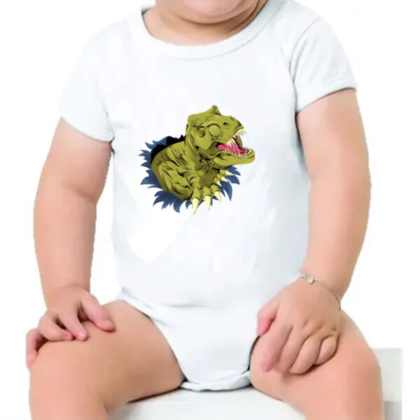 Body infantil Tiranossauro Rex Rasgando a Camisa - Imagem 4