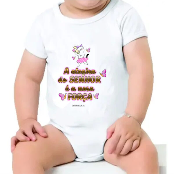 Body infantil Versiculo Fofinho Alegria do senhor - Imagem 4
