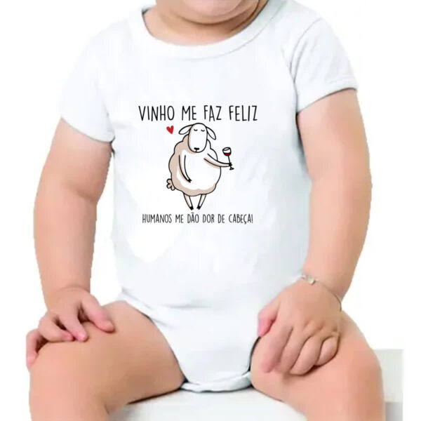 Body infantil Vinho me faz bem humanos dor de cabeca - Imagem 4
