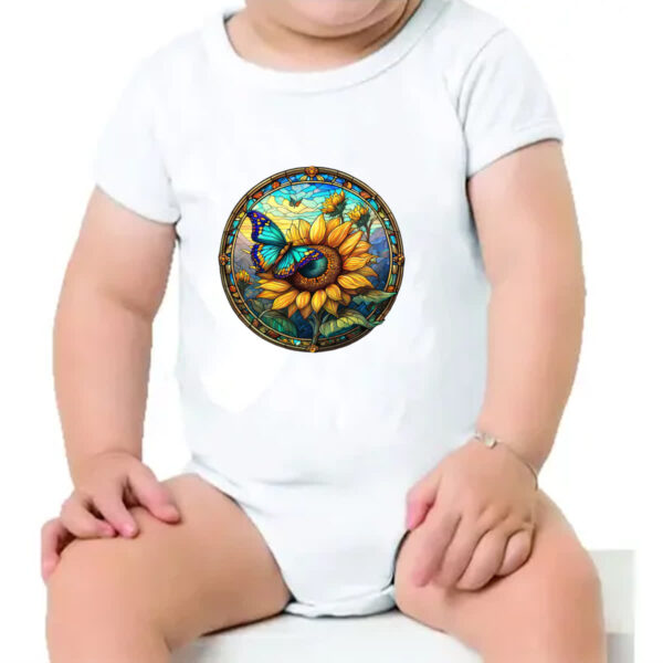 Body infantil Vitral Borboleta e Girassol - Imagem 4