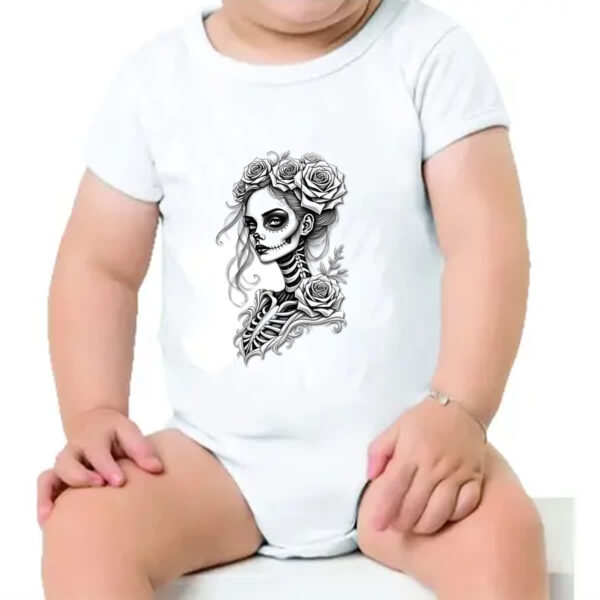 Body infantil Catrina rosas grafite - Imagem 4
