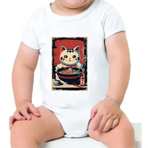 Body infantil Gato Maneki-neko vintage lamen - Imagem 4