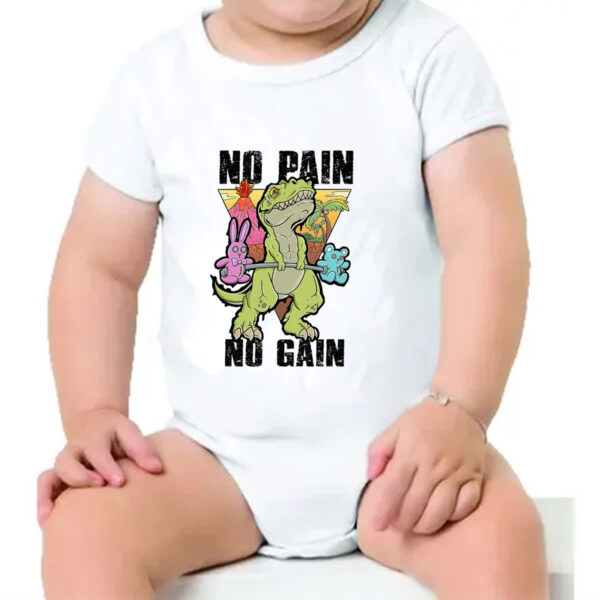 Body infantil Dinossauro No Pain No Gain - Imagem 4