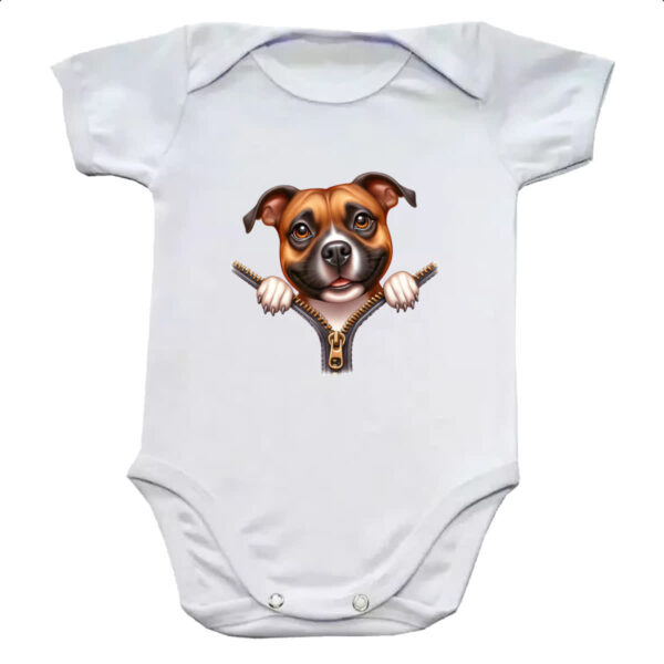 Body infantil Staffordshire Bull Terrier no Ziper