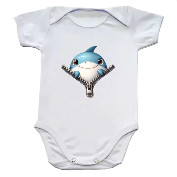 Body infantil Tubarao no ziper
