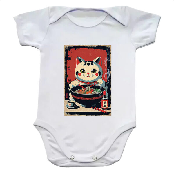 Body infantil Gato Maneki-neko vintage lamen