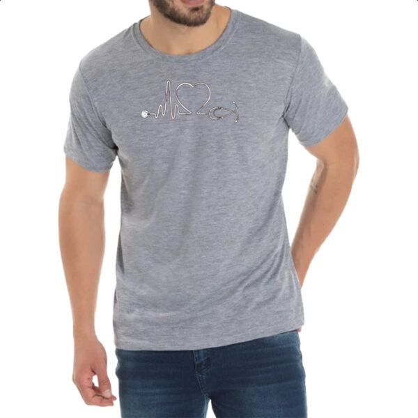 Camiseta Cinza Batimento cardiaco Enfermagem - Imagem 2