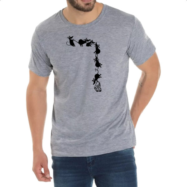 Camiseta Cinza Corda de ratos roubando queijo - Imagem 2