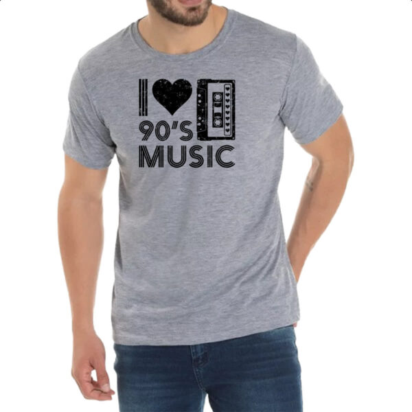 Camiseta Cinza Eu amo musica anos 90 - Imagem 2