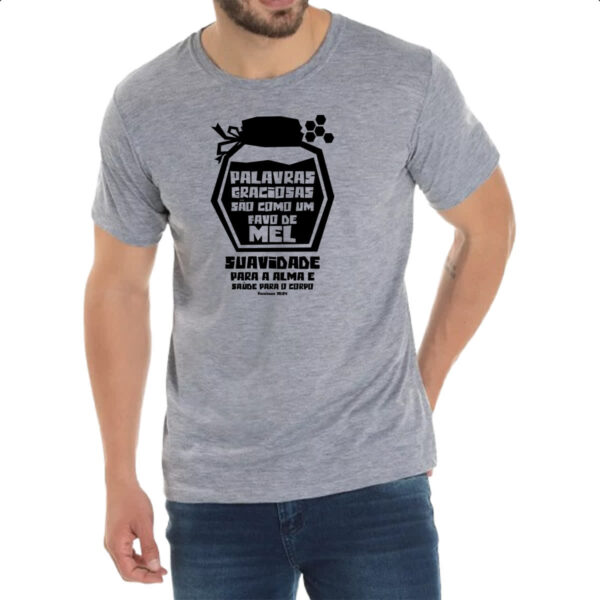 Camiseta Cinza Gospel Proverbios 16.24 - Imagem 2