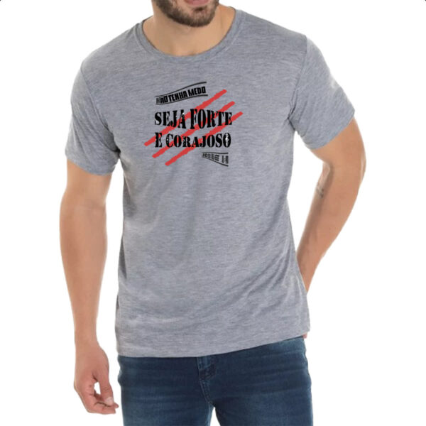 Camiseta Cinza Gospel Seja forte e corajoso - Imagem 2