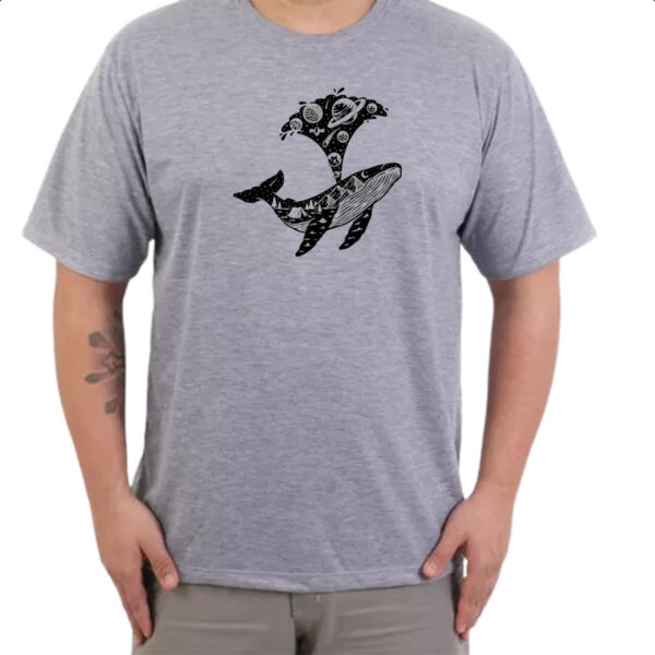 Camiseta Cinza Baleia universo estrelas - Imagem 3