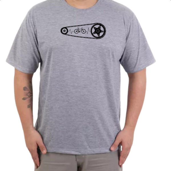 Camiseta Cinza Batimento cardiaco catraca bicicleta - Imagem 3