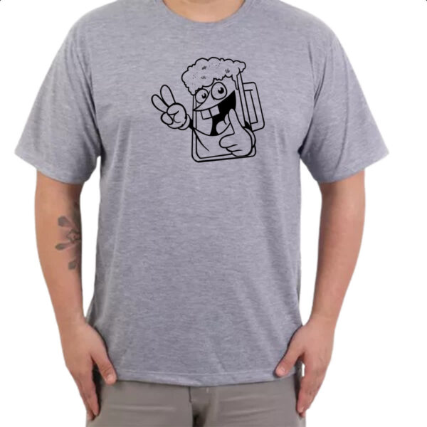 Camiseta Cinza Caneca de Chop Divertida - Imagem 3