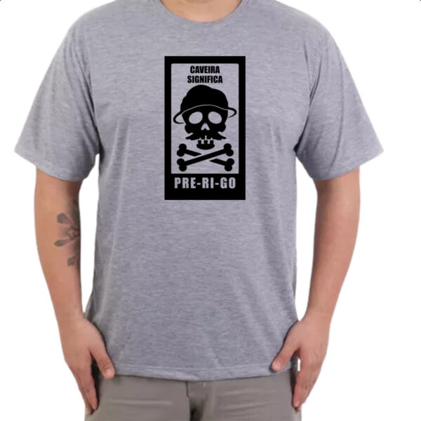 Camiseta Cinza Caveira Perigo - Imagem 3
