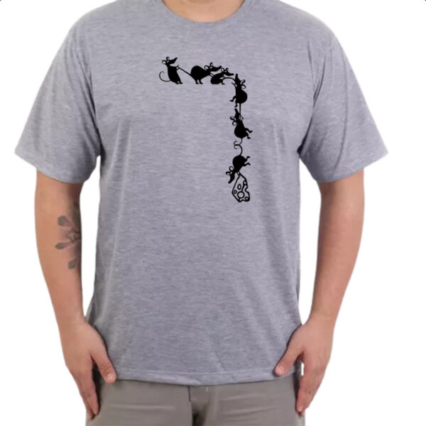 Camiseta Cinza Corda de ratos roubando queijo - Imagem 3