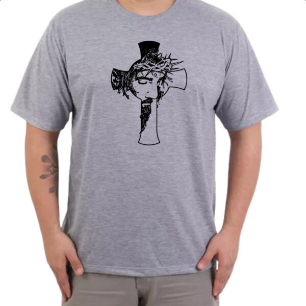 Camiseta Cinza Cruz - Jesus - Imagem 3