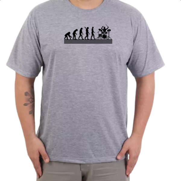 Camiseta Cinza Evolucao baterista - Imagem 3