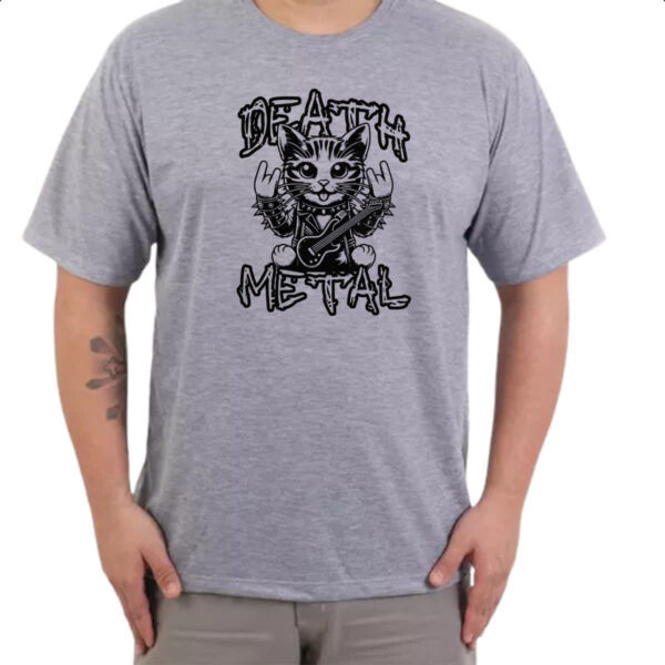 Camiseta Cinza Gato Death Metal - Imagem 3