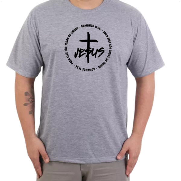 Camiseta Cinza Gospel Romanos 11.36 - Imagem 3